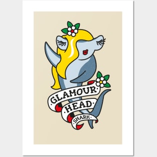 Glamourhead Shark - Funny Hammerhead Pun Posters and Art